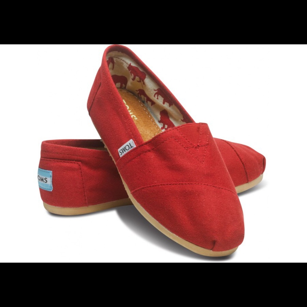 *NWOT* TOMS red classic canvas slip-ons